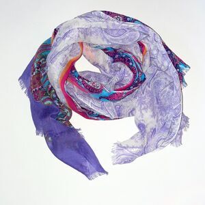J. Jill Scarf Women’s Paisley Floral Stripes Rectangle Hot Pink Purple Lilac